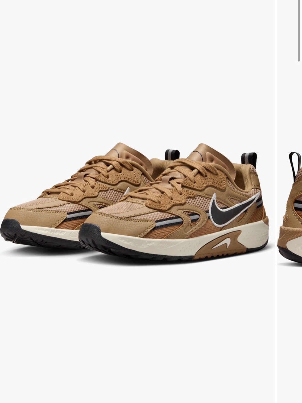 Nike Tan and Black Low-Top Sneakers with White Midsole